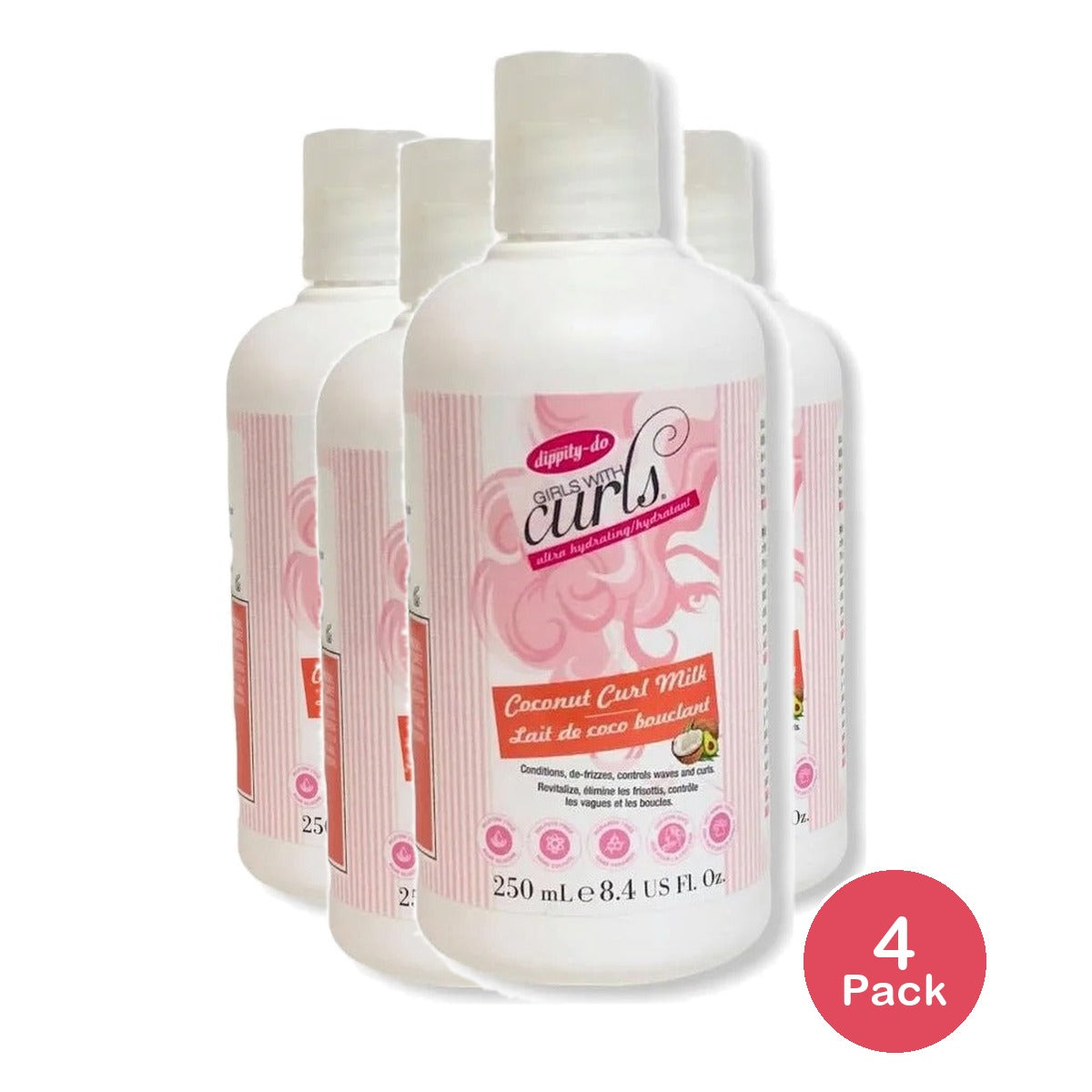 Dippity-do Girls With Curls Coconut Curl Milk 8.4 Oz (Pack of 4)