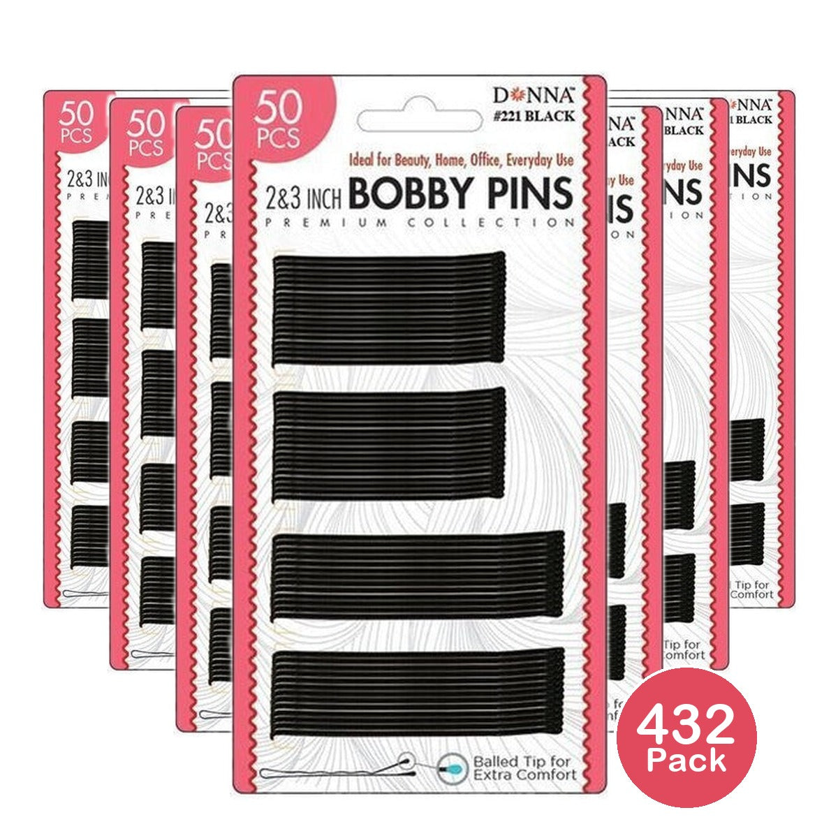 Donna Bobby Pins Black 50 Count (Pack of 432)
