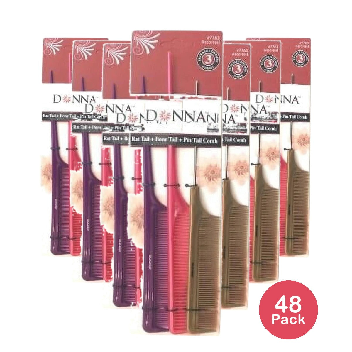Donna Collection Combo Fluff And Rat Tail Comb nan (Pack of 48)