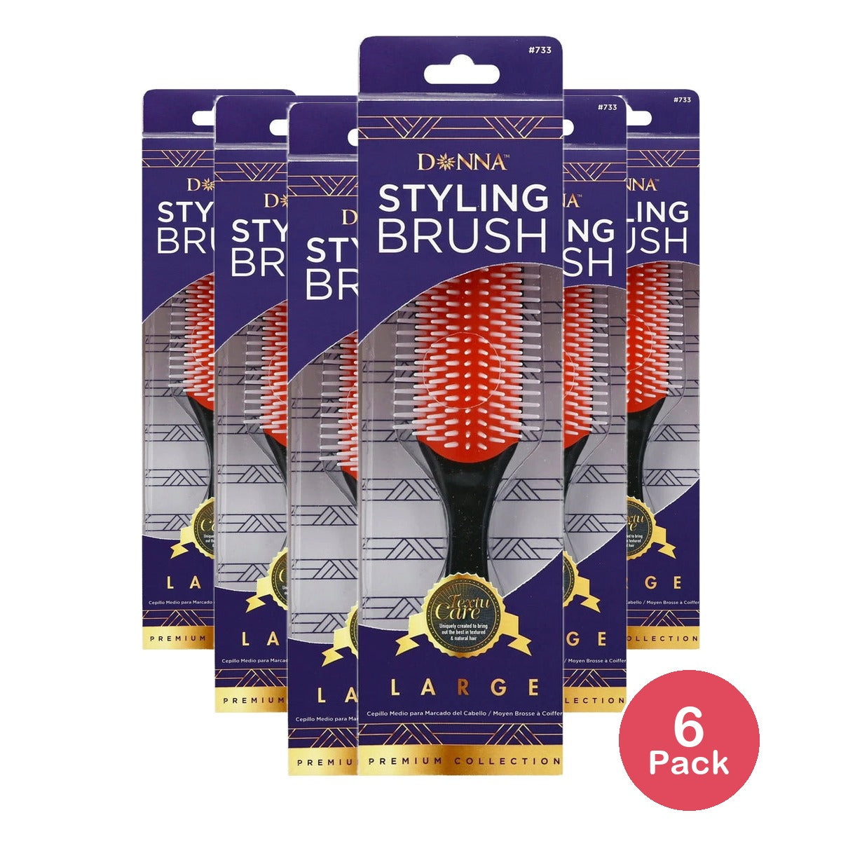 Donna Collection Large Styling Hair Brush Black 1 Ea nan (Pack of 6)