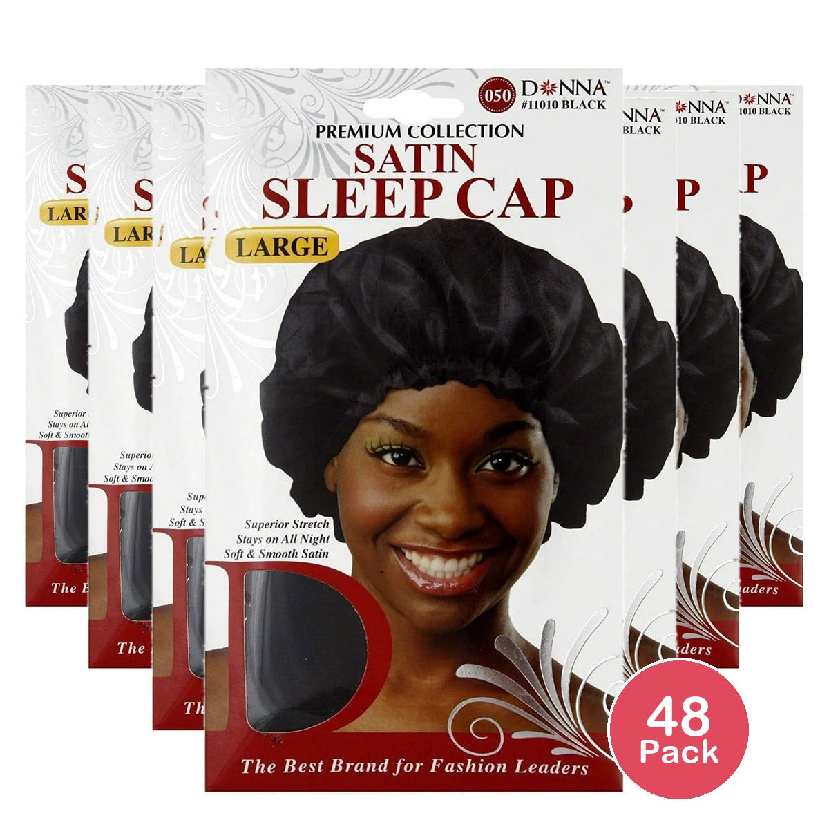 Donna collection Satin Sleep Cap Black 1 ea nan (Pack of 48)