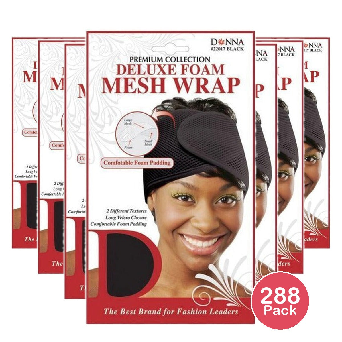 Donna Deluxe Foam Mesh Hair Wrap Black (Pack of 288)