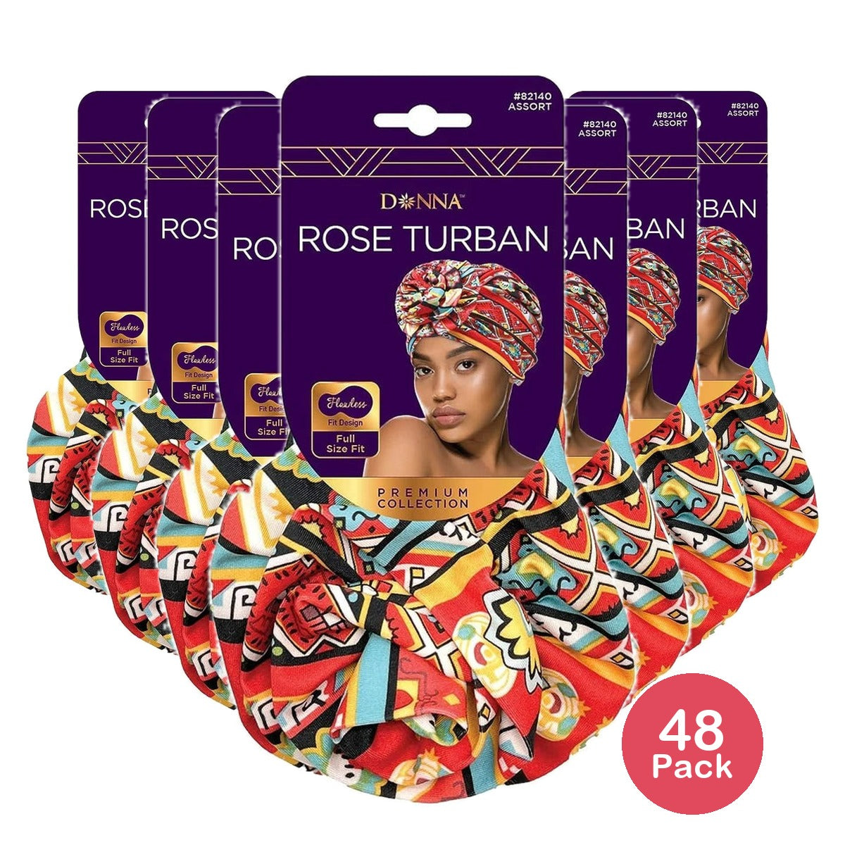 Donna Full Size Fit Rose Turban nan (Pack of 48)