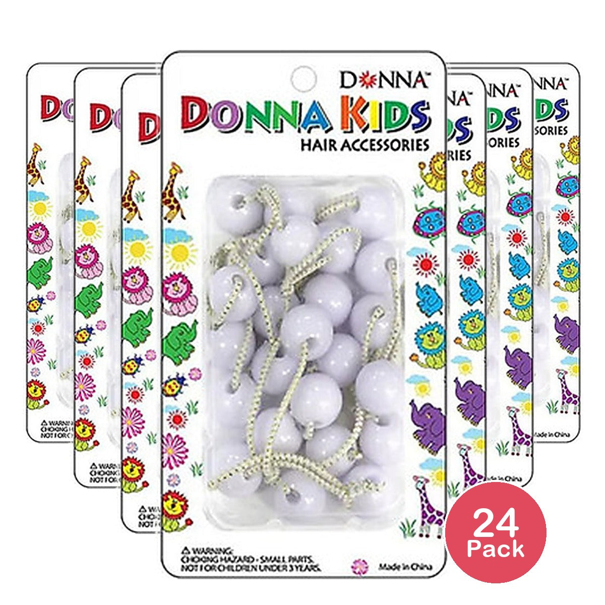 Donna Kids Ponytail Ball Bands White (Pack of 24)