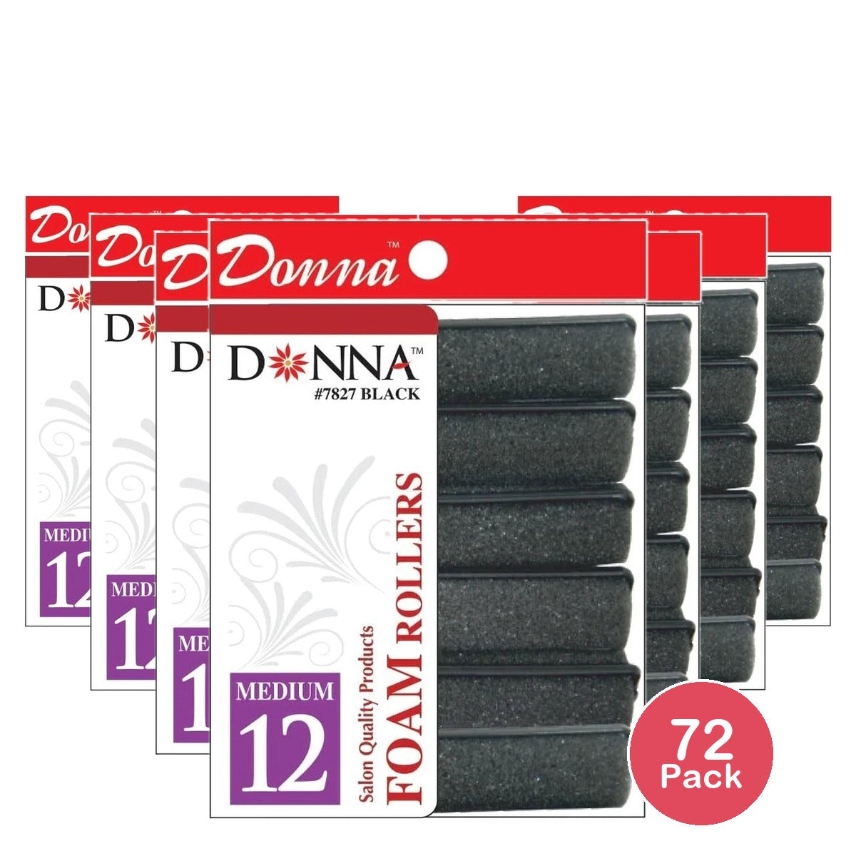 Donna Large Foam Rollers Black 10 Count nan (Pack of 72)