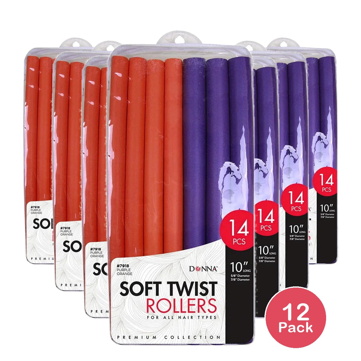 Donna Soft Twist Roller 10 Inch Long 7918 Purple and Orange Packaging May Vary nan (Pack of 12)