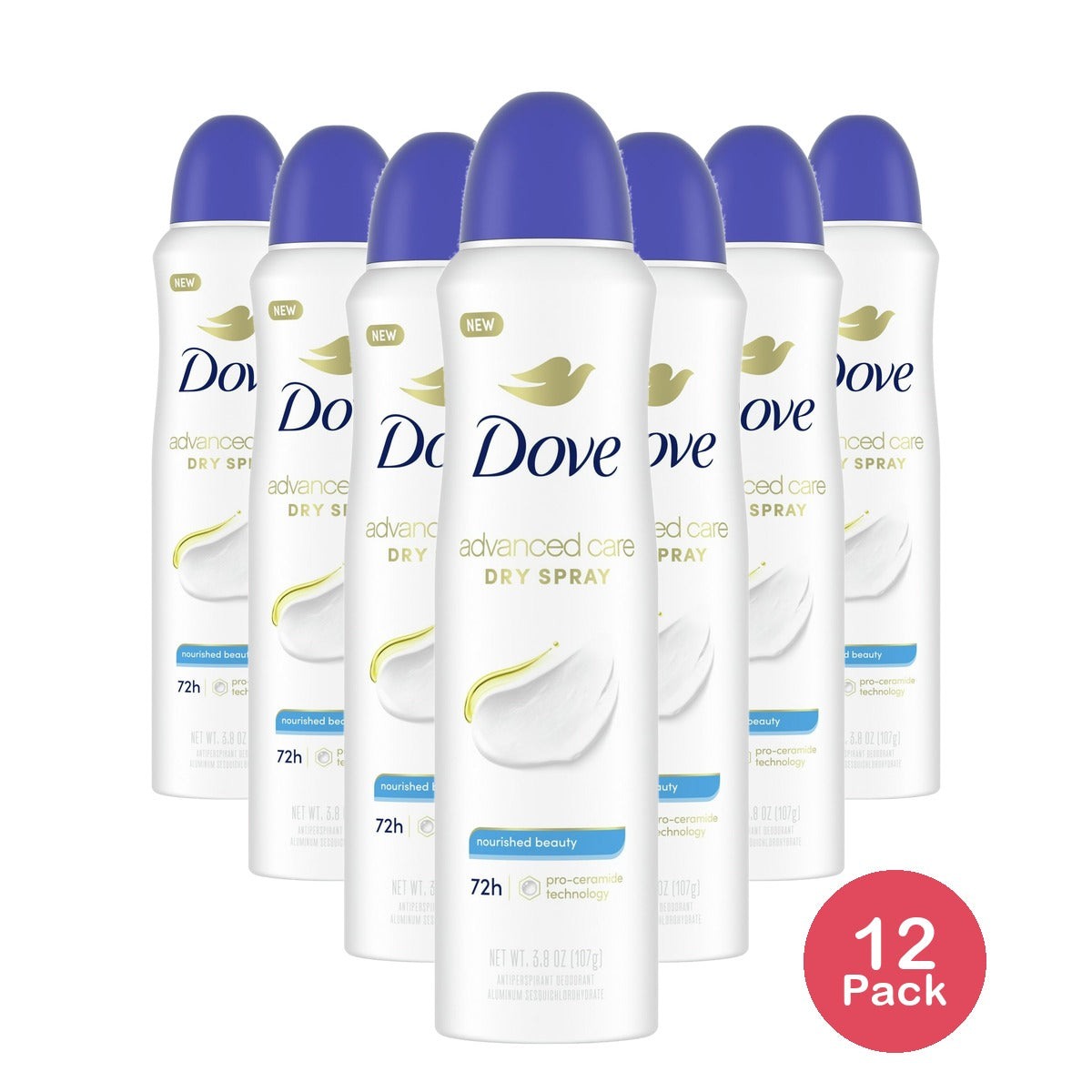 Dove Advanced Care Long Lasting Women's Antiperspirant Deodorant Dry Spray Flor 3.8 oz (Pack of 12)