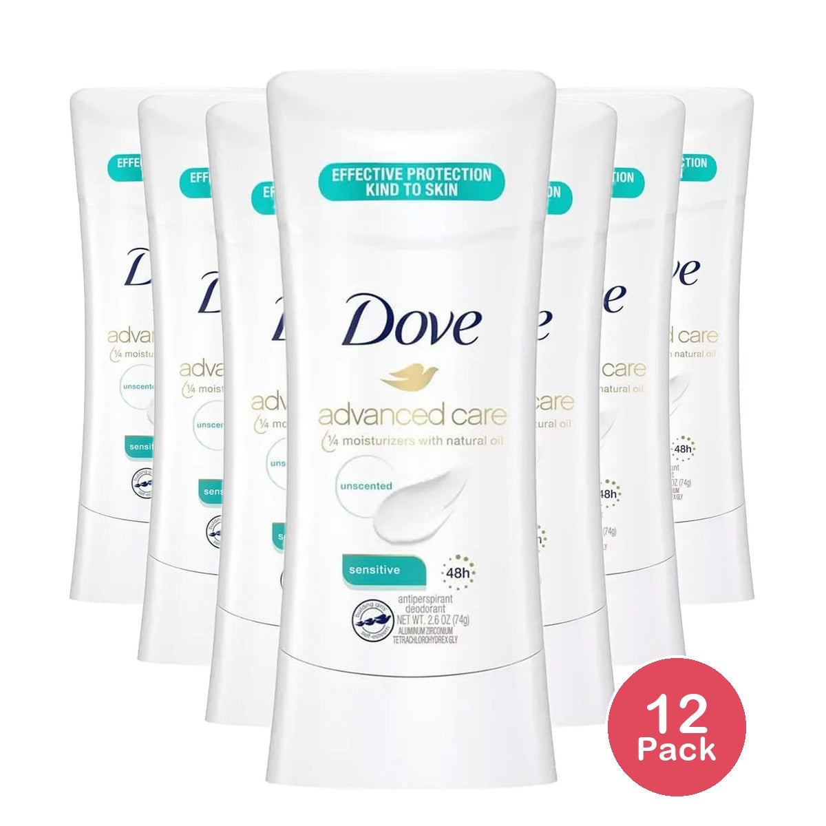 Dove Advanced Care with Nutrium Moisture Sensitive Skin Deodorant 2.6Oz (Pack of 12)