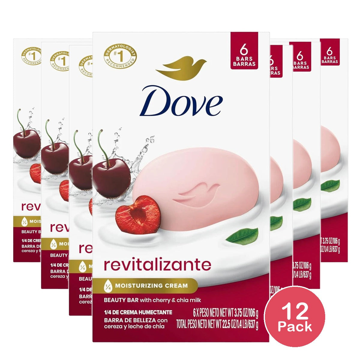 Dove Bar Soap Revitalizante Cherry & Chia Milk Cherry & Chia Milk 3.75 6 Ea 22.5 Oz (Pack of 12)