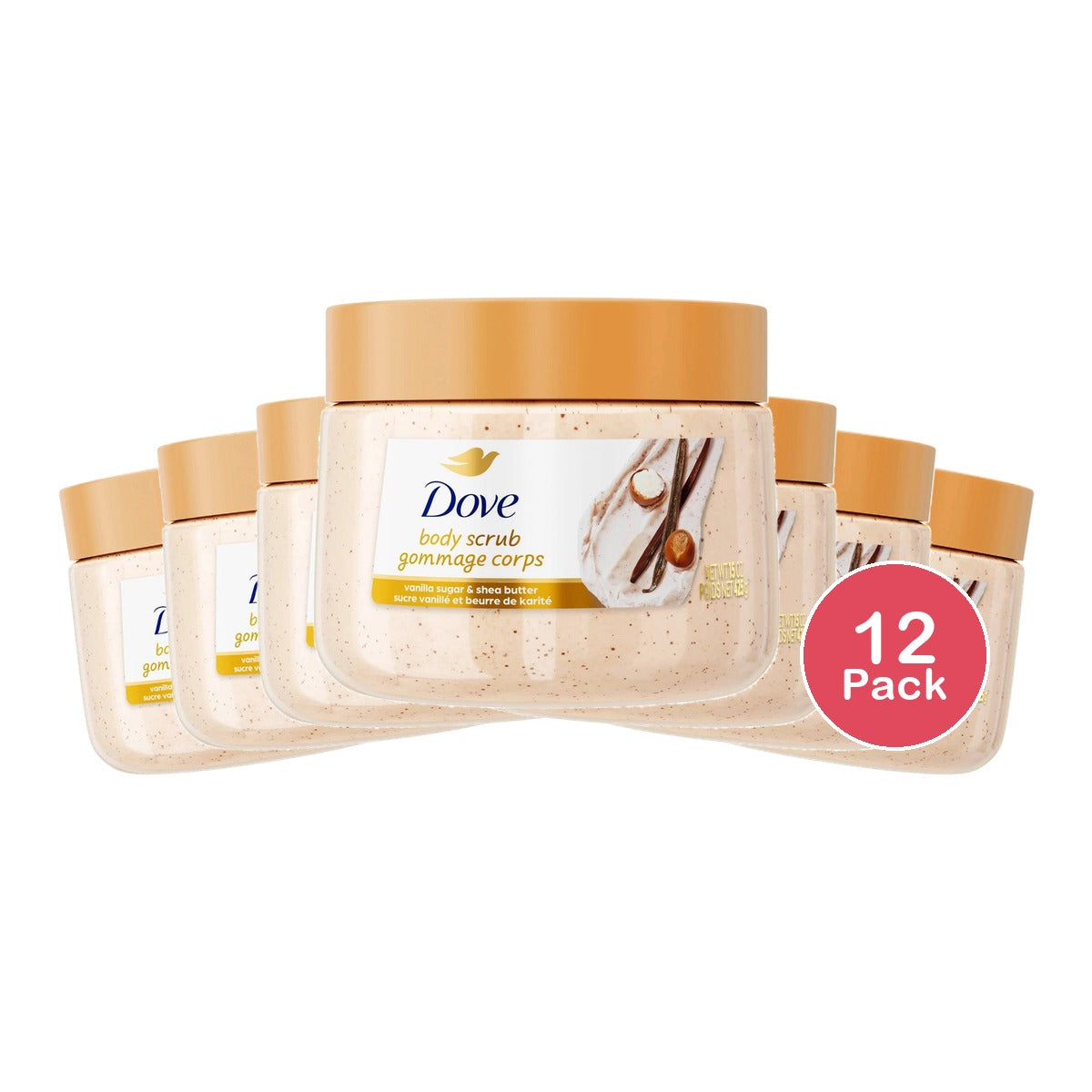 Dove Beauty Exfoliating Body Scrub Vanilla Sugar 15 Oz (Pack of 12)