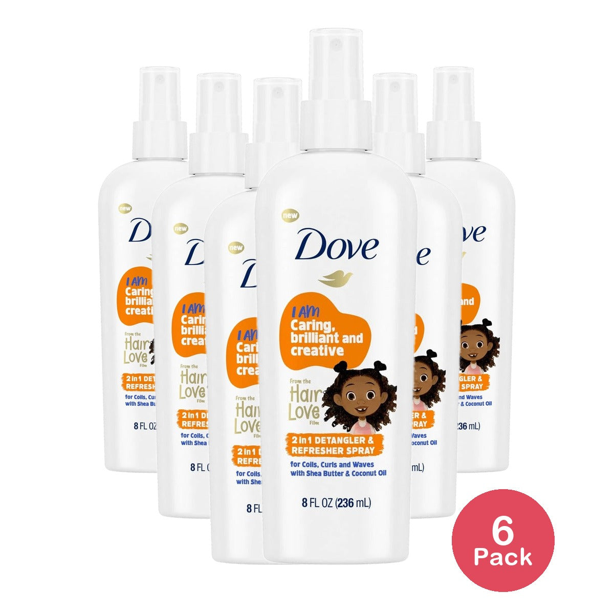 Dove Beauty Kids Hair Love Detangler & Refresher 8 Oz (Pack of 6)