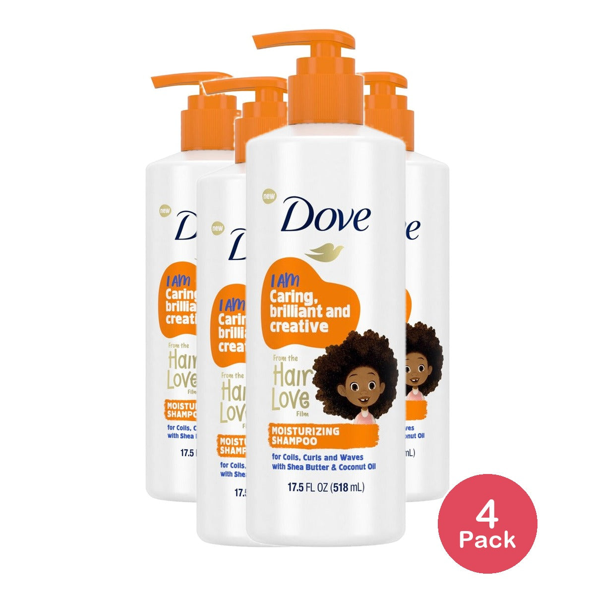 Dove Beauty Kids Hair Love Shampoo 17.5 Oz (Pack of 4)