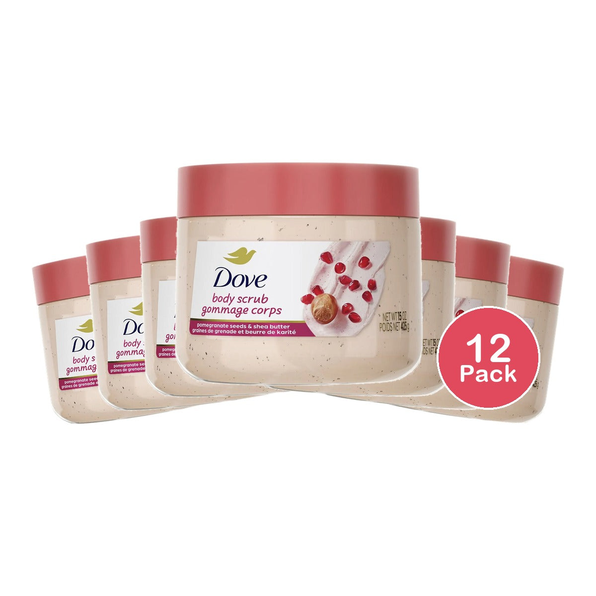 Dove Body Scrub Pomegranate & Shea Butter 15 Oz (Pack of 12)