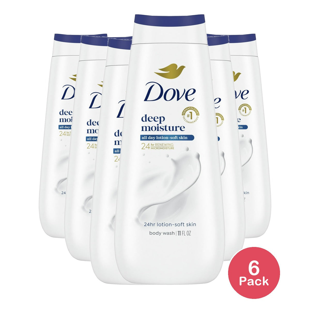 Dove Body Wash for Women Nourishing Deep Moisture Cleanser All Skin 11 OZ (Pack of 6)