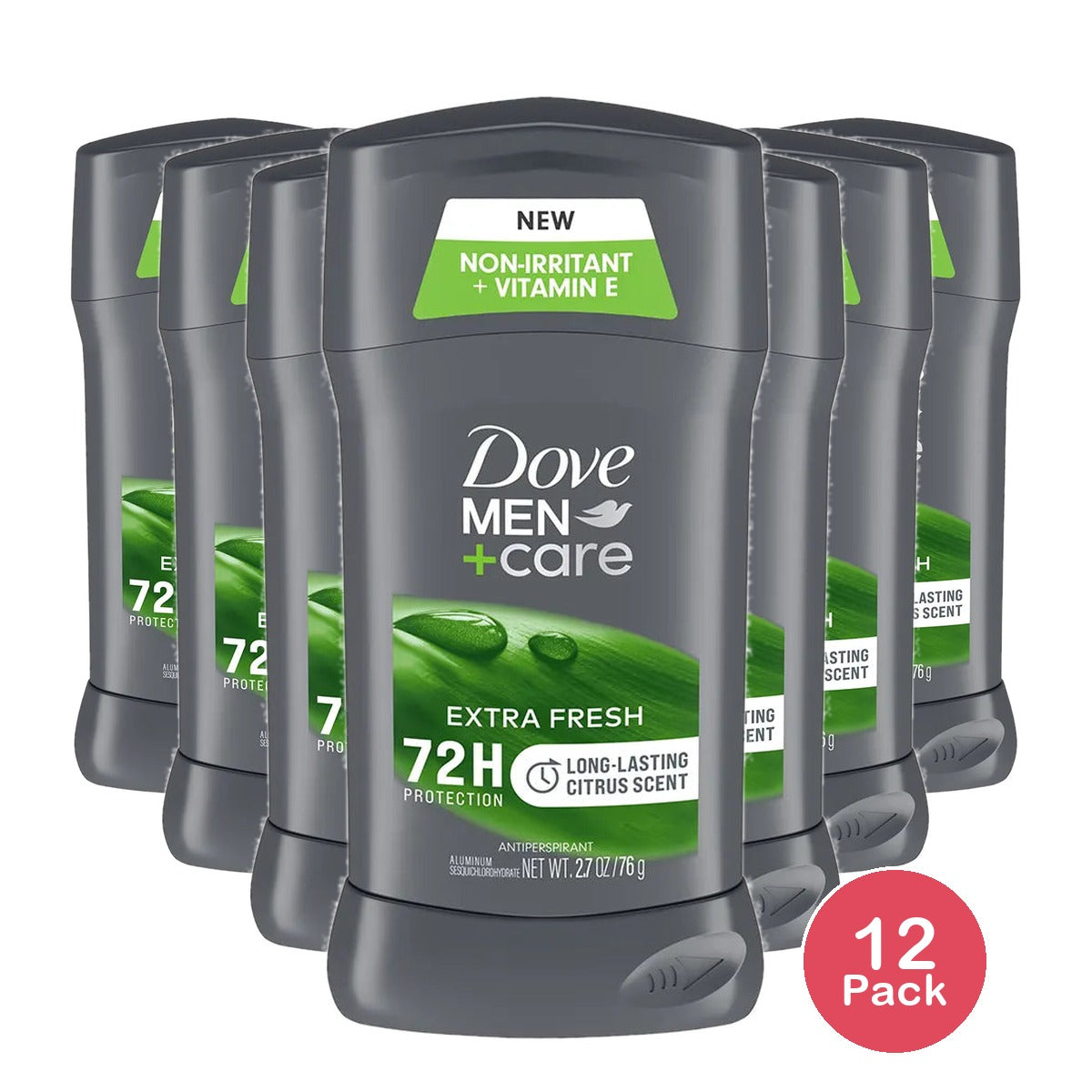 Dove Care Antiperspirant Deodorant Stick for Men Extra Fresh 2.7Oz (Pack of 12)