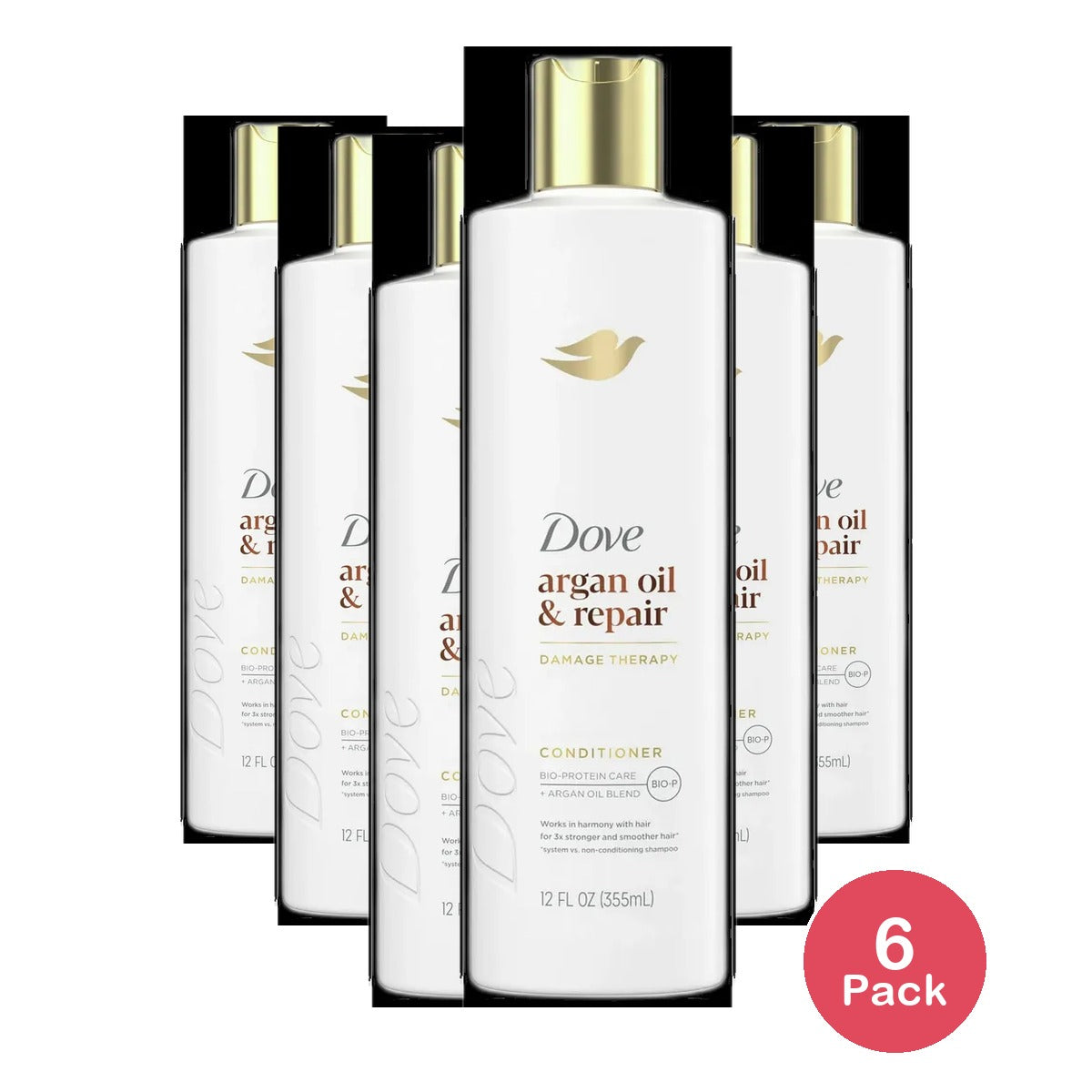 Dove Conditioner Argan Oil & Damage Repair 1 for Damaged Hair 92% Natural Origin Paraben Free Conditioner 12 oz (Pack of 6)