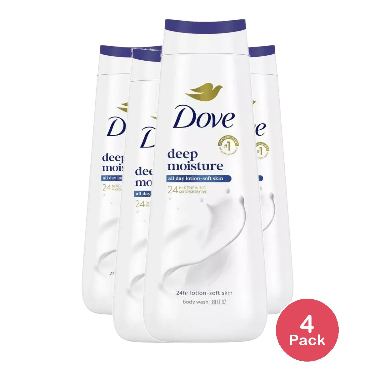 Dove Deep Moisture Liquid Body Wash Cleanser 22Oz (Pack of 4)