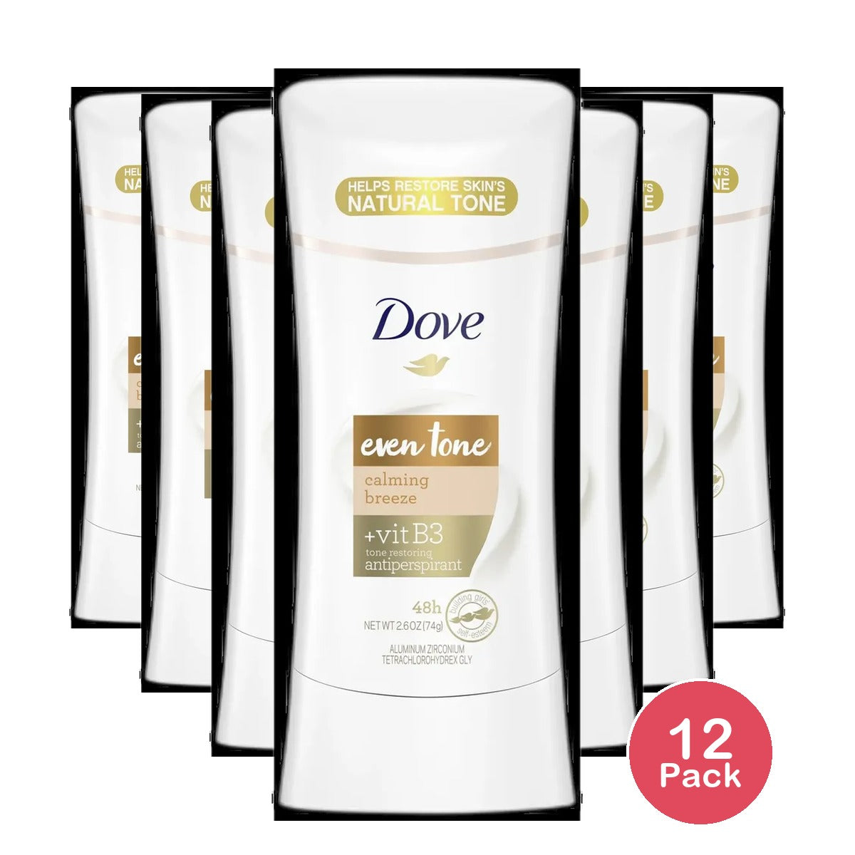 Dove Even Tone Antiperspirant Deodorant Stick Apple Blossom & Mango Butter 2.6 oz (Pack of 12)