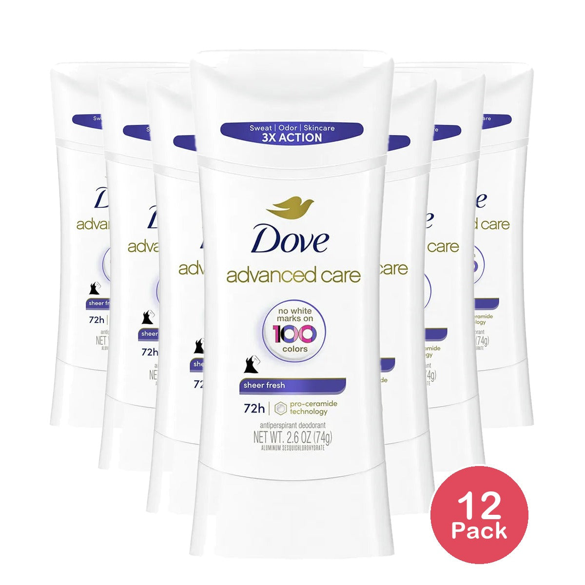 Dove Invisible Advanced Care Antiperspirant Deodorant Sheer Fresh2.6Oz (Pack of 12)