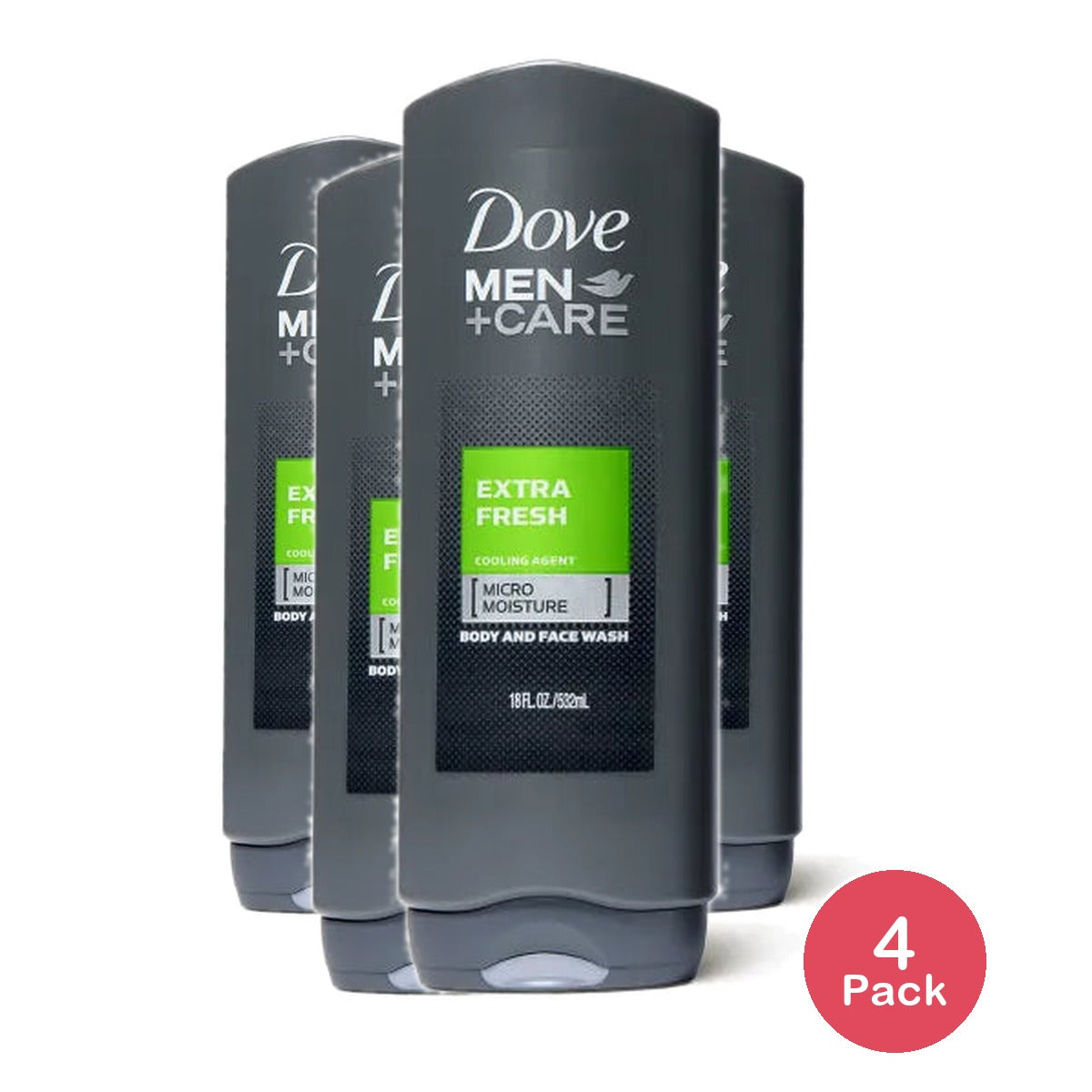 Dove Men Extra Fresh Body Wash 18Oz (Pack of 4)