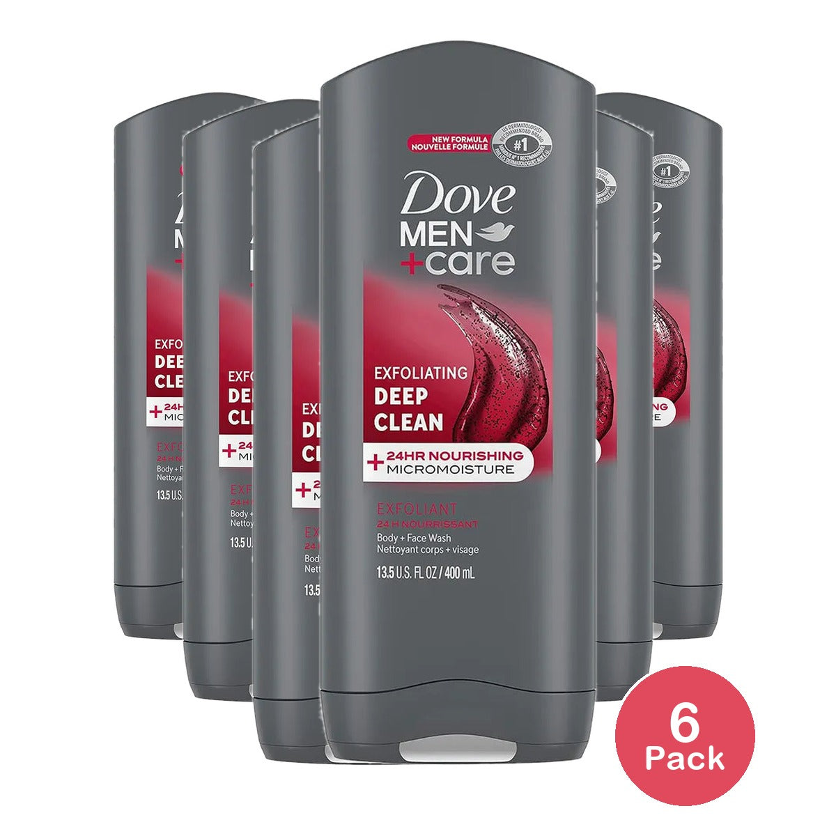 Dove Men Plus Care Body And Face Wash Deep Clean 13.5Oz (Pack of 6)