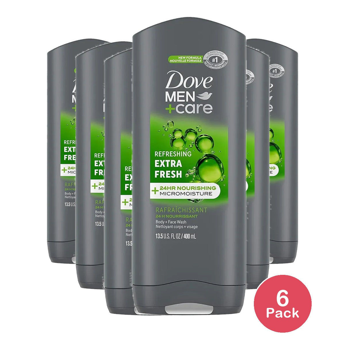 Dove Men Plus Care Body And Face Wash Extra Fresh13.5Oz (Pack of 6)