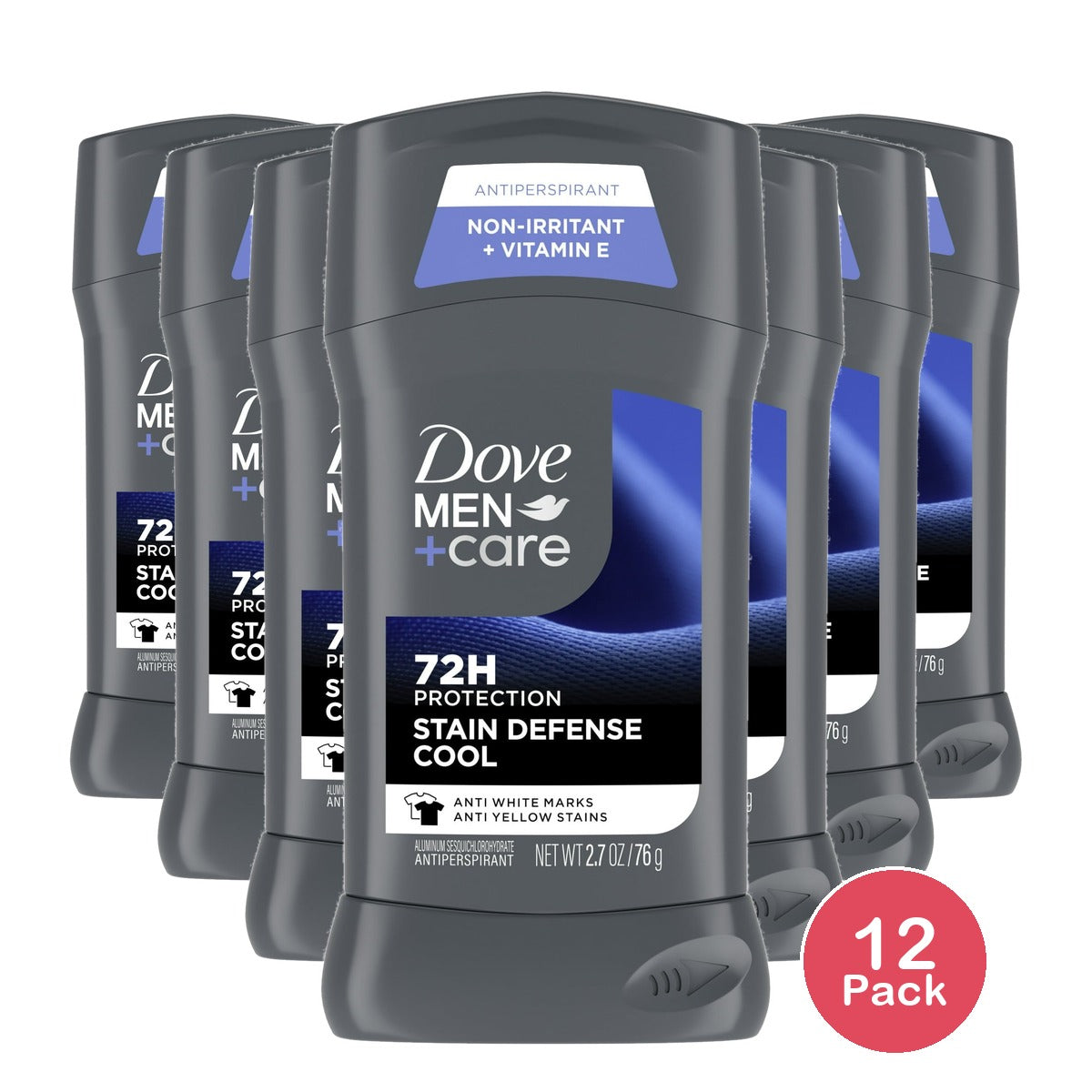 Dove Men+Care 72hr Solid Antiperspirant & Deodorant Stick Stain Defense Cool - 2.7 oz (Pack of 12)