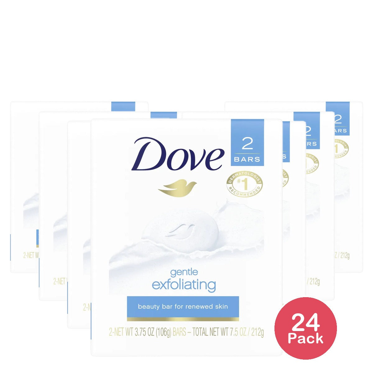 Dove Moisturizing Lotion Gentle Exfoliating Beauty Bar Soap 2 Ea 4.25Oz (Pack of 24)