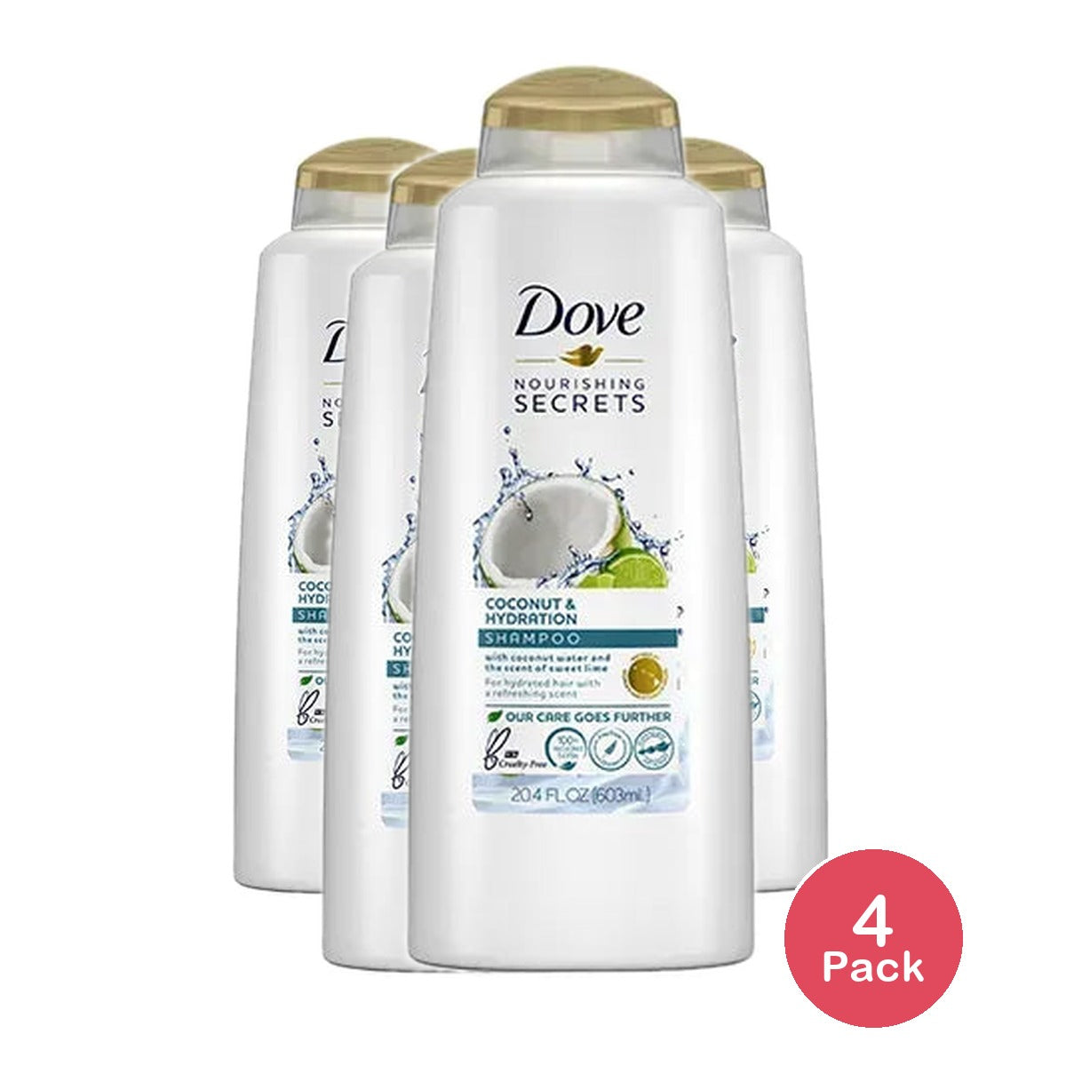 Dove Nutritive Solutions Coconut and Hydration Hair Shampoo 20.4Oz (Pack of 4)
