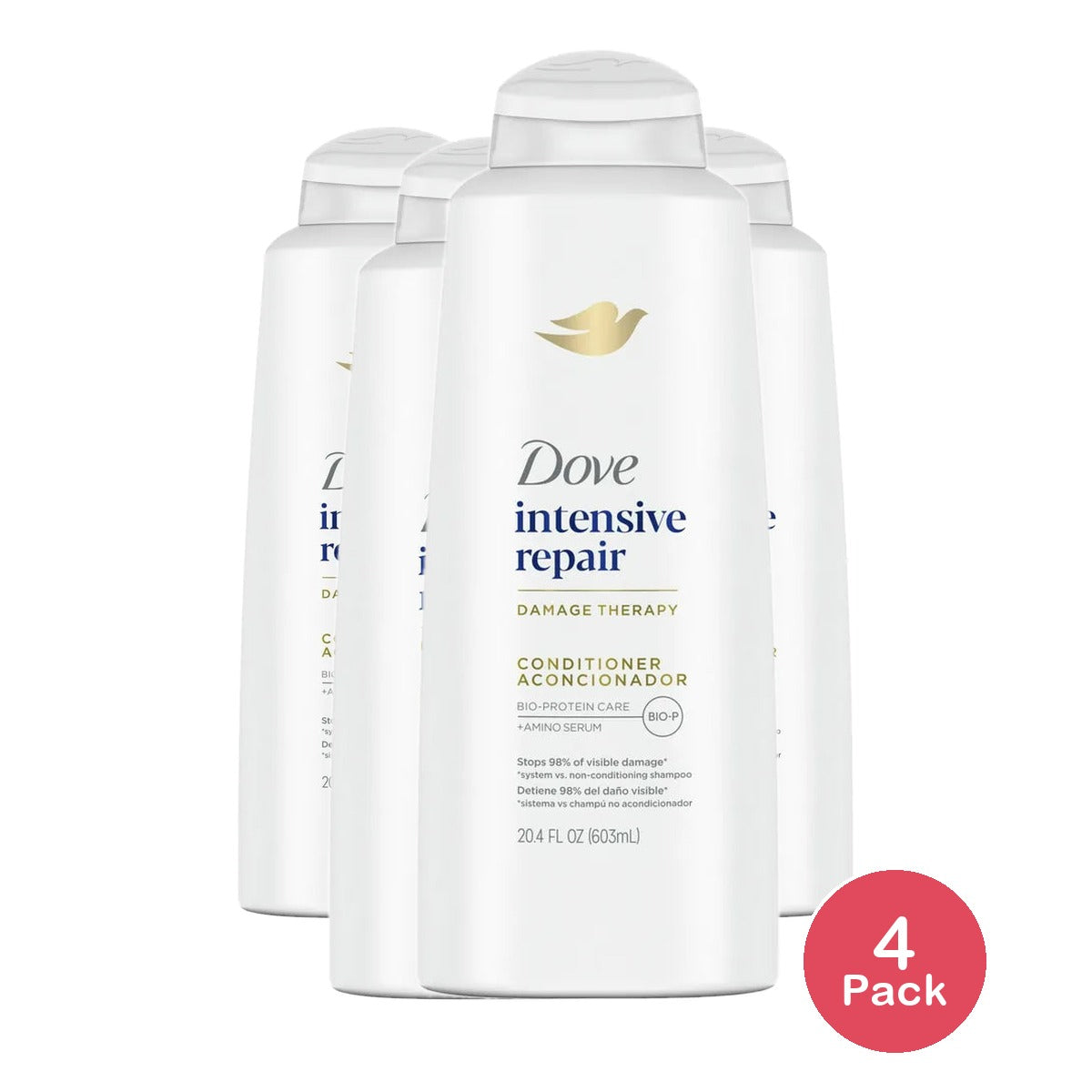 Dove Therapy Intense Damage Therapy Hair Conditioner For Accumulated Damage 20.4Oz (Pack of 4)