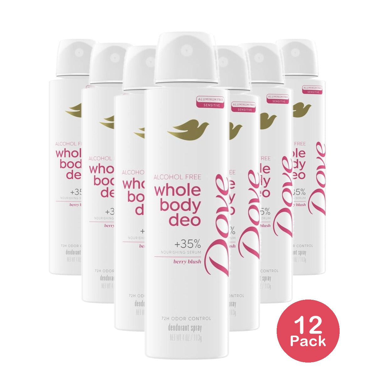 Dove Whole Body Deodorant Spray Berry Blush 4 Oz (Pack of 12)