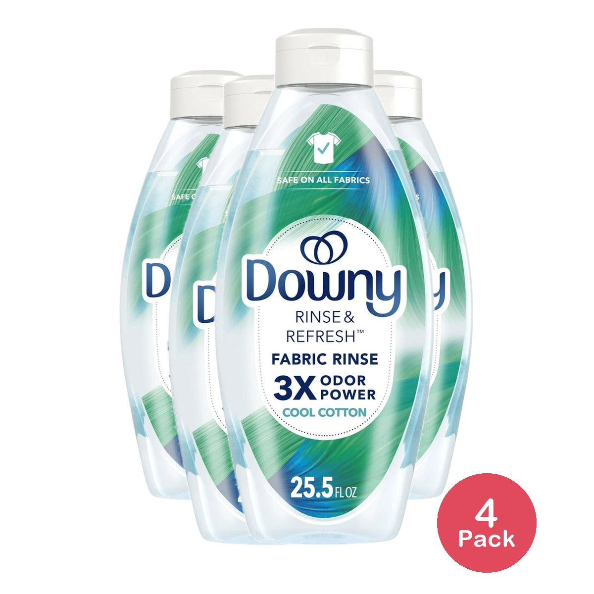 Downy Cool Cotton HE Compatible Rinse & Refresh Laundry Odor Remover and Fabric 25.5 fl oz(Pack of 4)