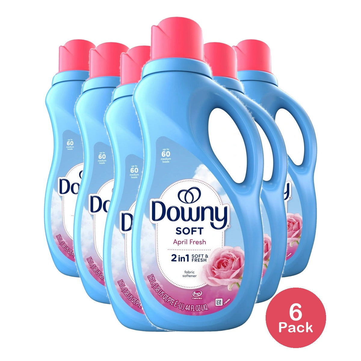 Downy Liquid Fabric Softener April Fresh Scent 60 Loads 44 fl oz (Pack of 6)