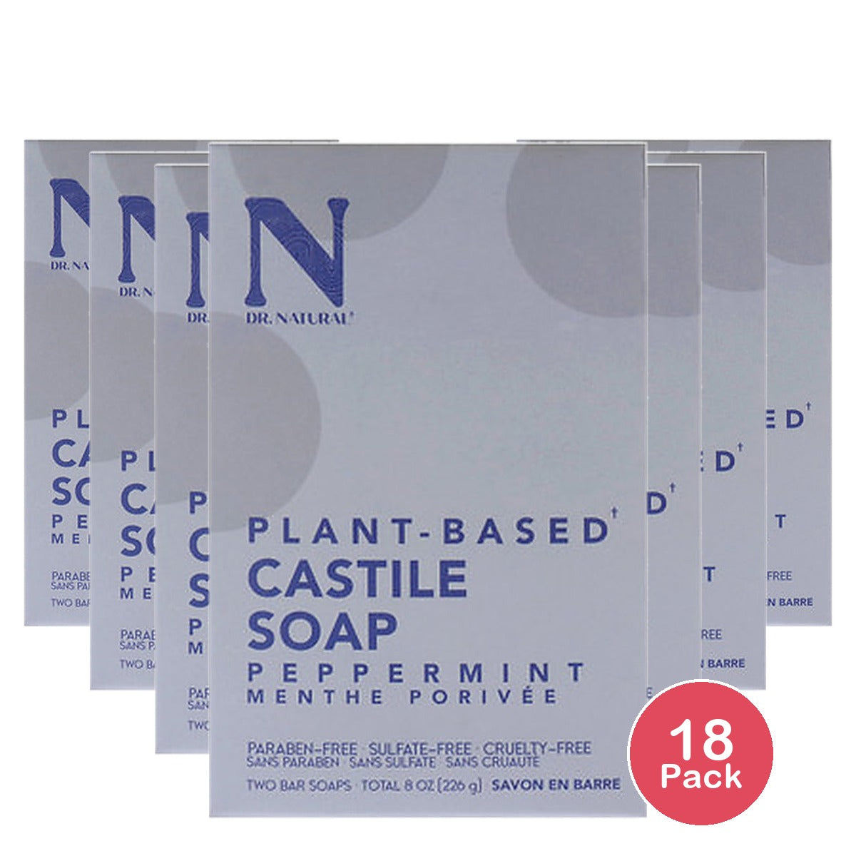 Dr. Natural Castile Gentle Bar Soap Peppermint 8 Oz (Pack of 18)