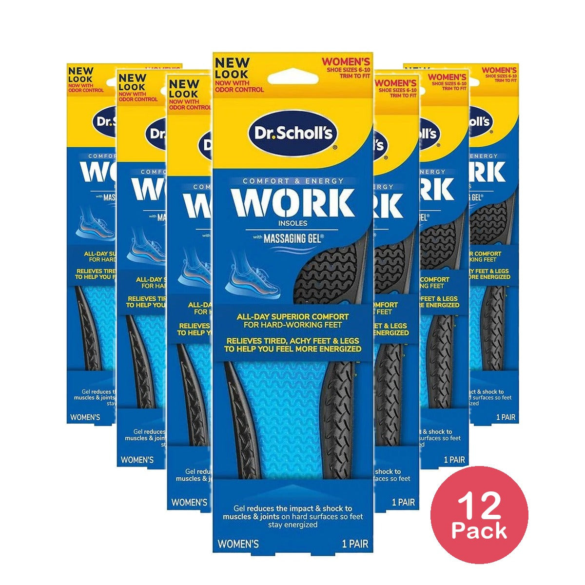 Dr. Scholl's Work All-Day Comfort Energy Insoles Size 6-10 (Pack of 12)