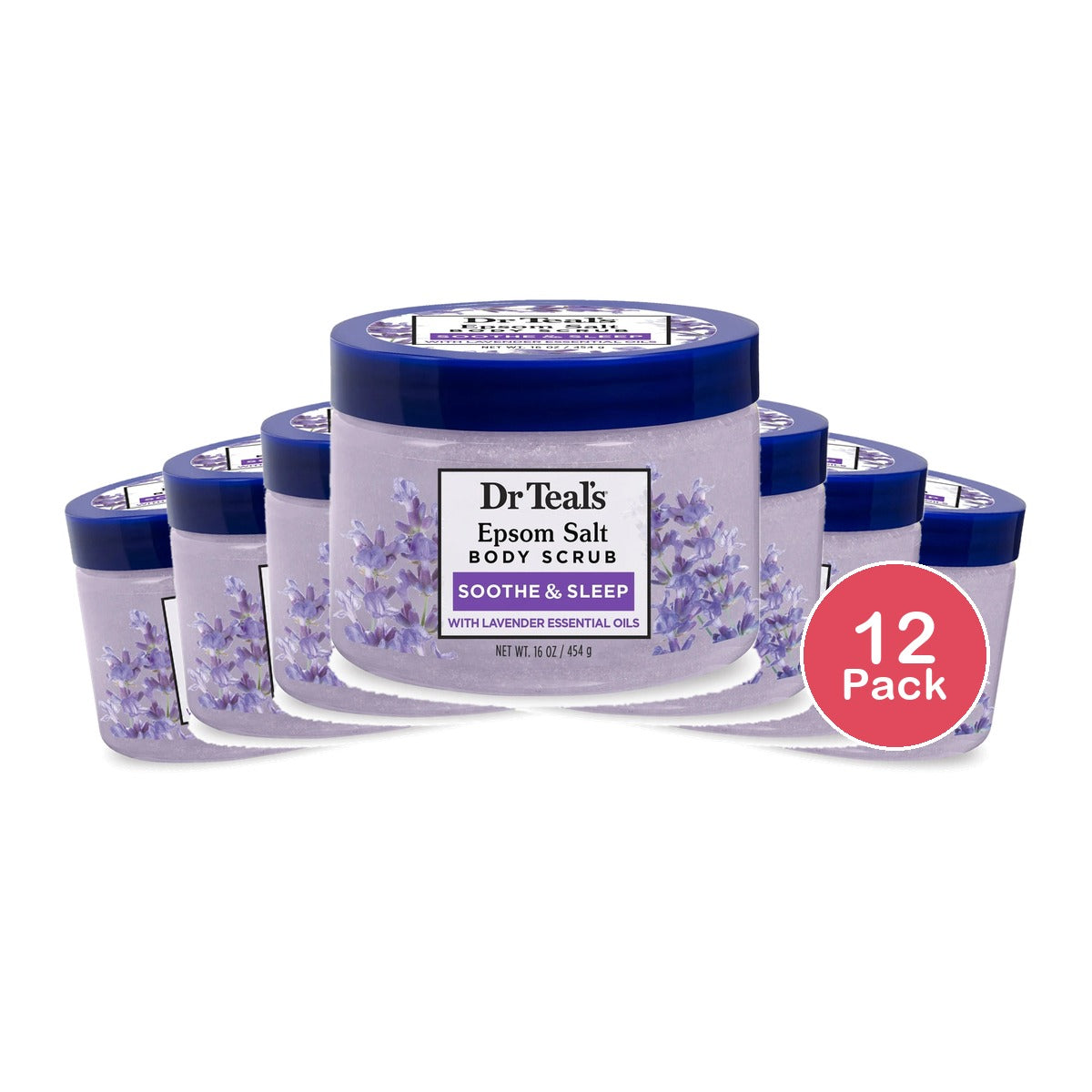 Dr Teal's Exfoliate & Renew Lavender Epsom Salt Body Scrub 16 oz (Pack of 12)
