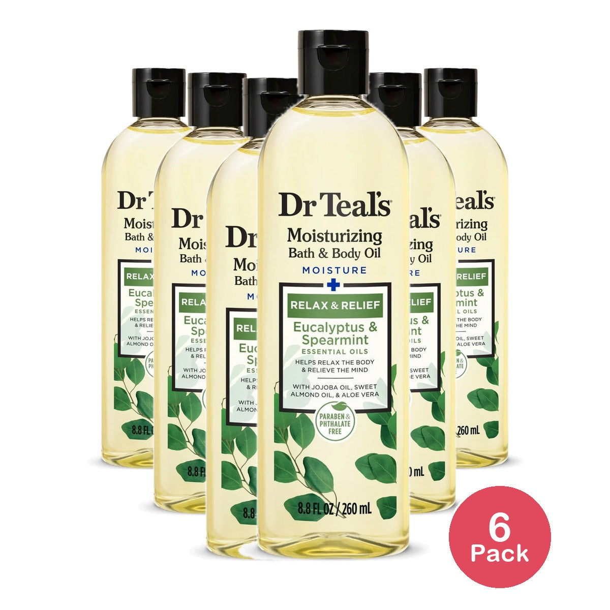 Dr. Teal's Body and Bath Oil 8.8 Oz (Pack of 6)