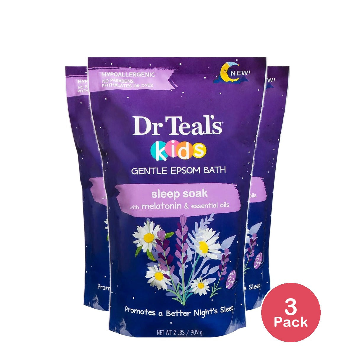 Dr Teal's Kids Gentle Epsom Salt Sleep Soak 2 Lb (Pack of 3)