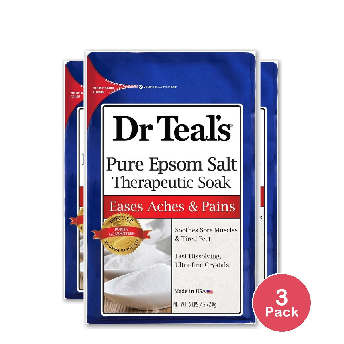 Dr Teal's Pure Epsom Salt Soak 6 Lb (Pack of 3)