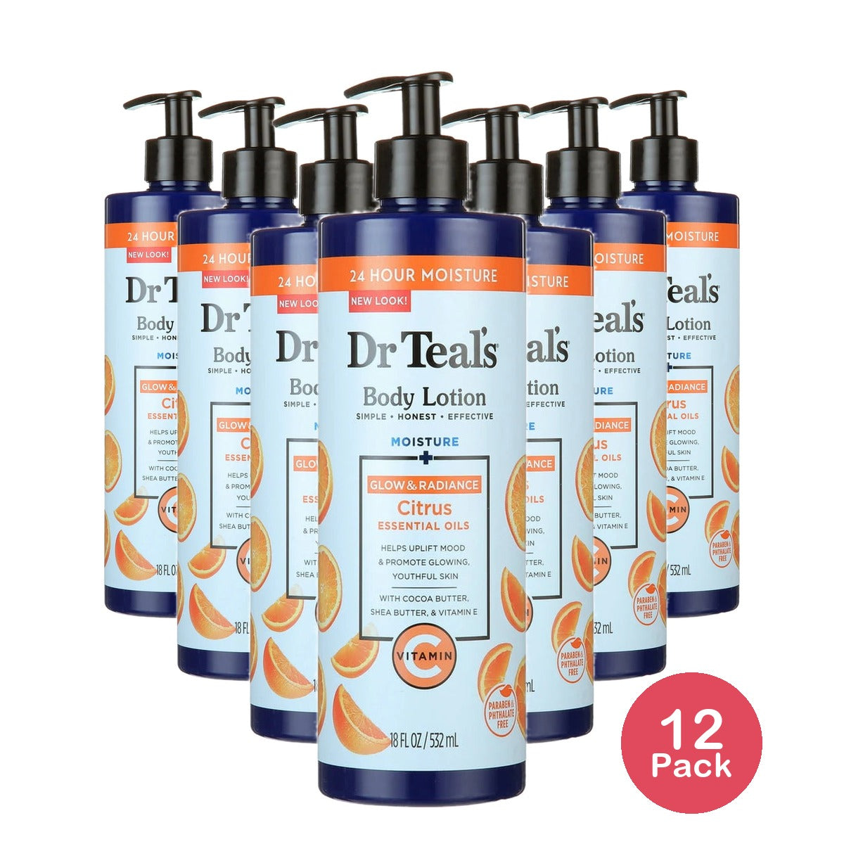 Dr Teal's Radiant Vitamin C Body Lotion Citrus 18 Oz (Pack of 12)