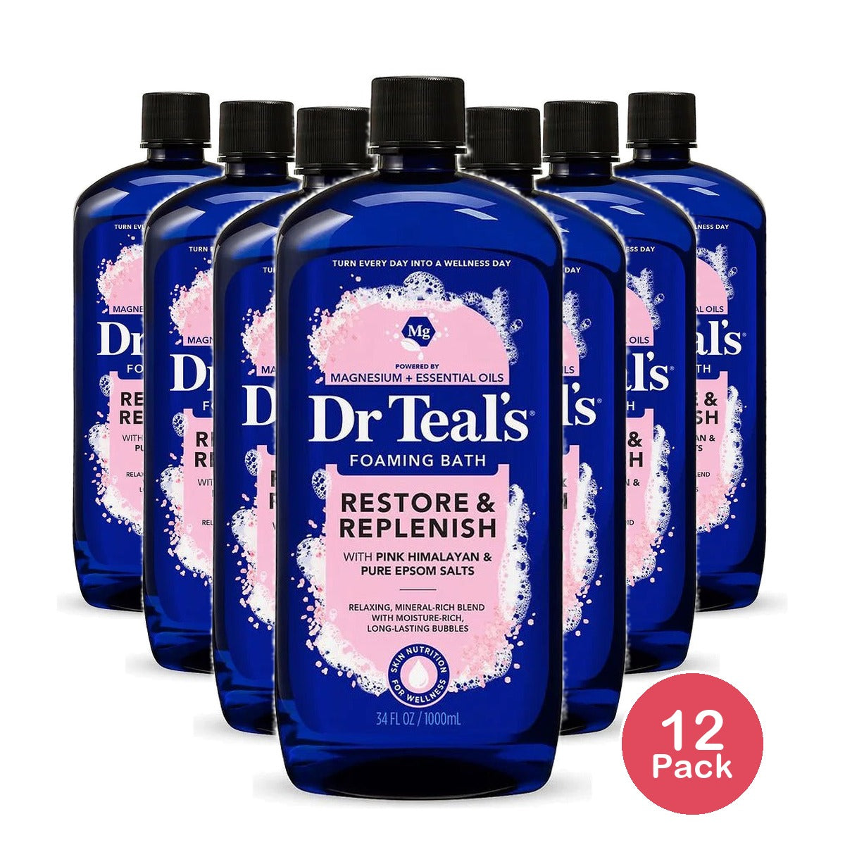 Dr Teal's Restore & Replenish Foaming Bubble Bath 34 Oz (Pack of 12)