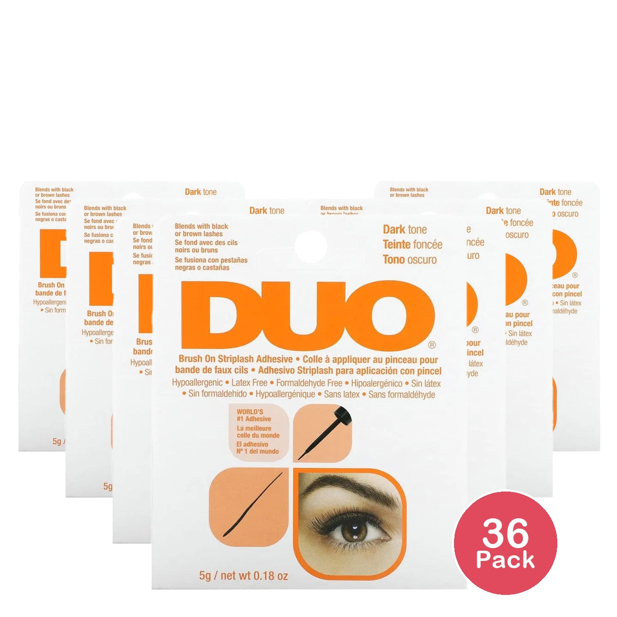 Duo Eye Lash Glue Brush On Adhesive Dark Tone Black Or Brown 0.18Oz (Pack Of 36)