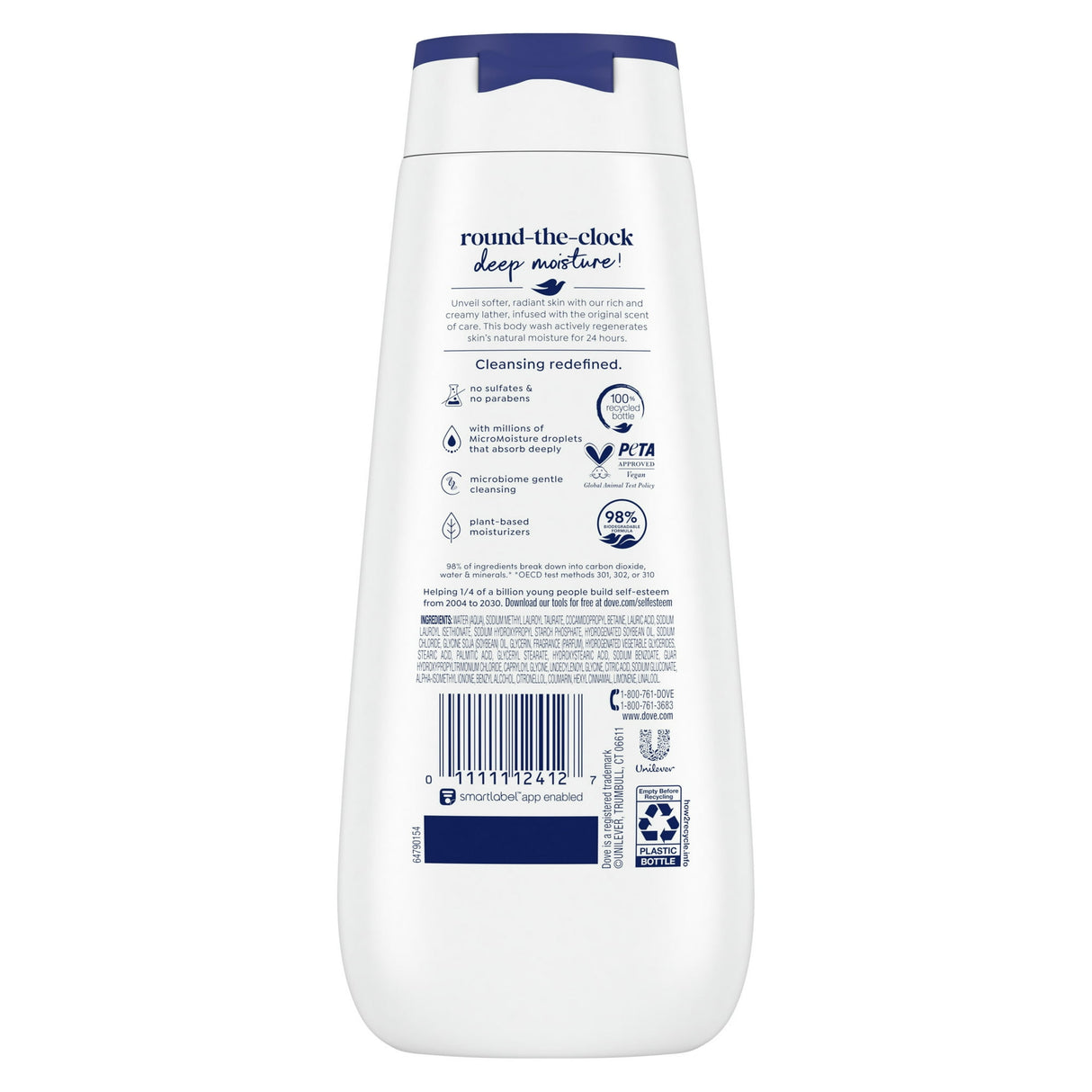 Dove Body Wash for Women Nourishing Deep Moisture Cleanser All Skin 11 OZ (Pack of 6)
