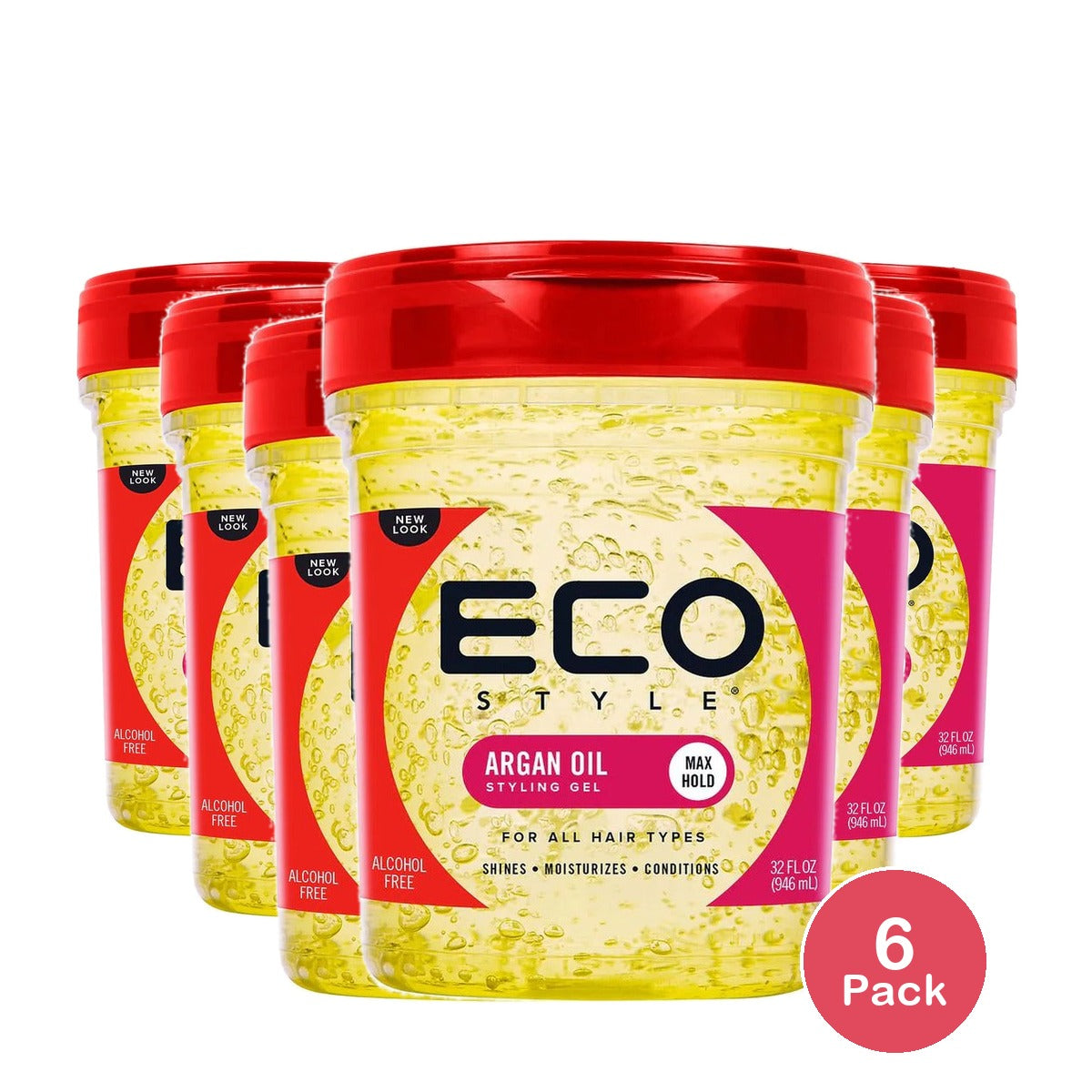 Eco Style Argan Oil Styling Gel 32 Oz (Pack of 6)