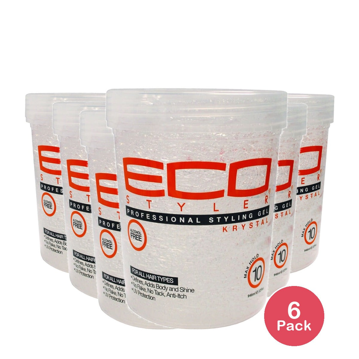 Eco Style Krystal Professional Styling Gel 32 Oz (Pack of 6)