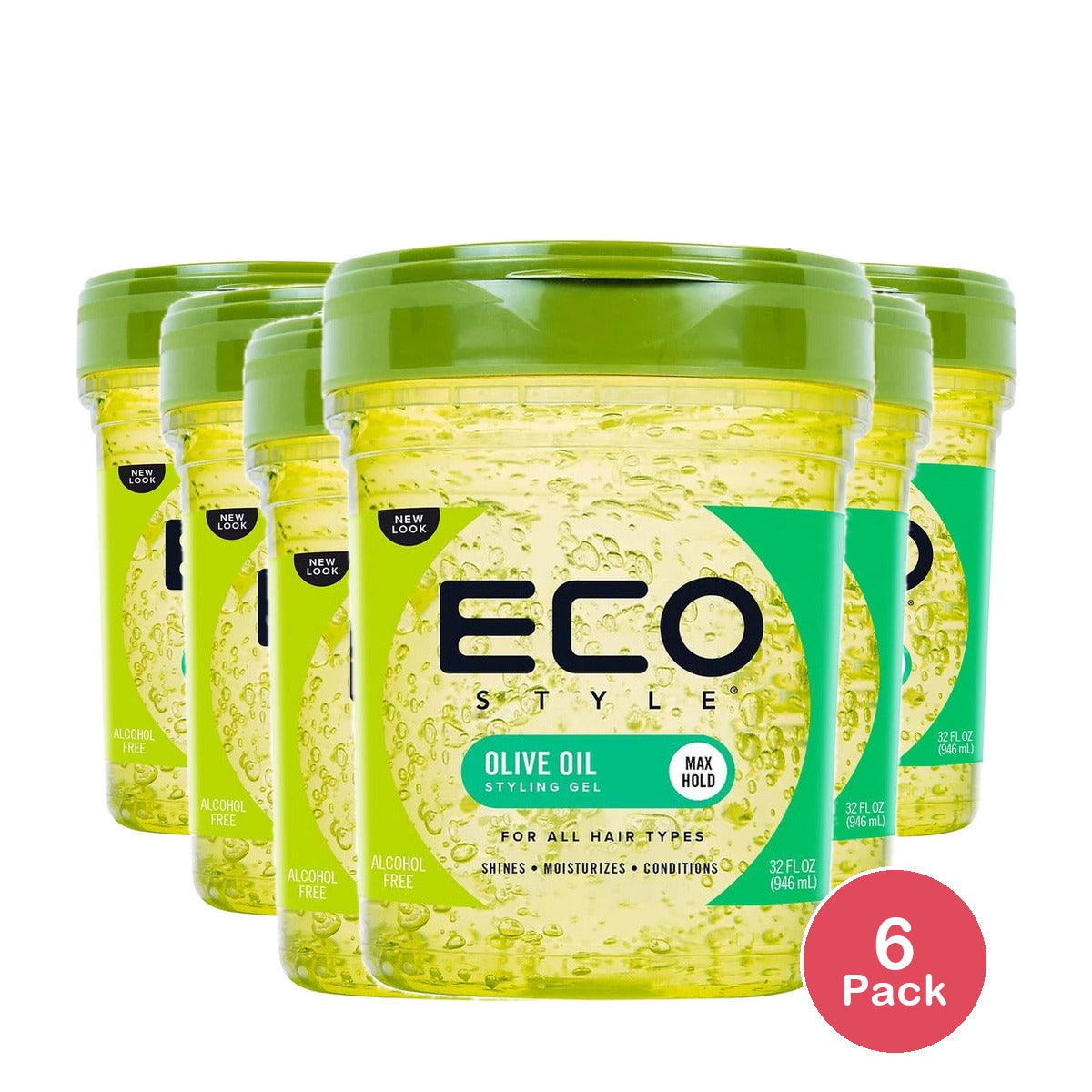 Eco Style Professional Olive Oil Styling Gel 32 Fl Oz (Pack of 6)
