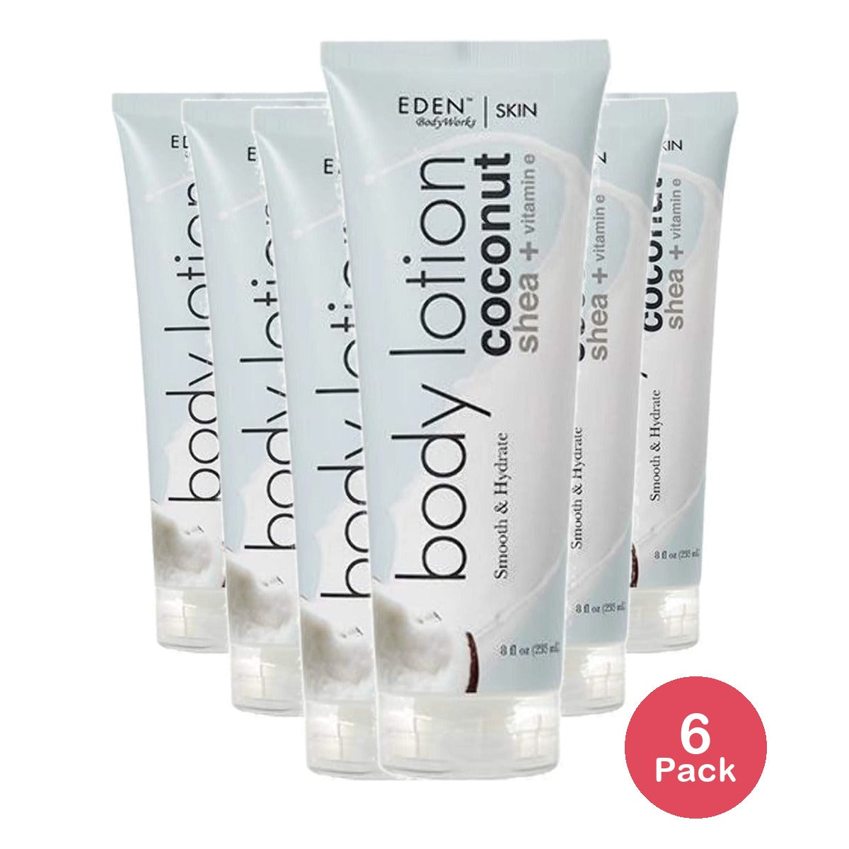 Eden BodyWorks Coconut Shea Body Lotion 8 Oz (Pack of 6)