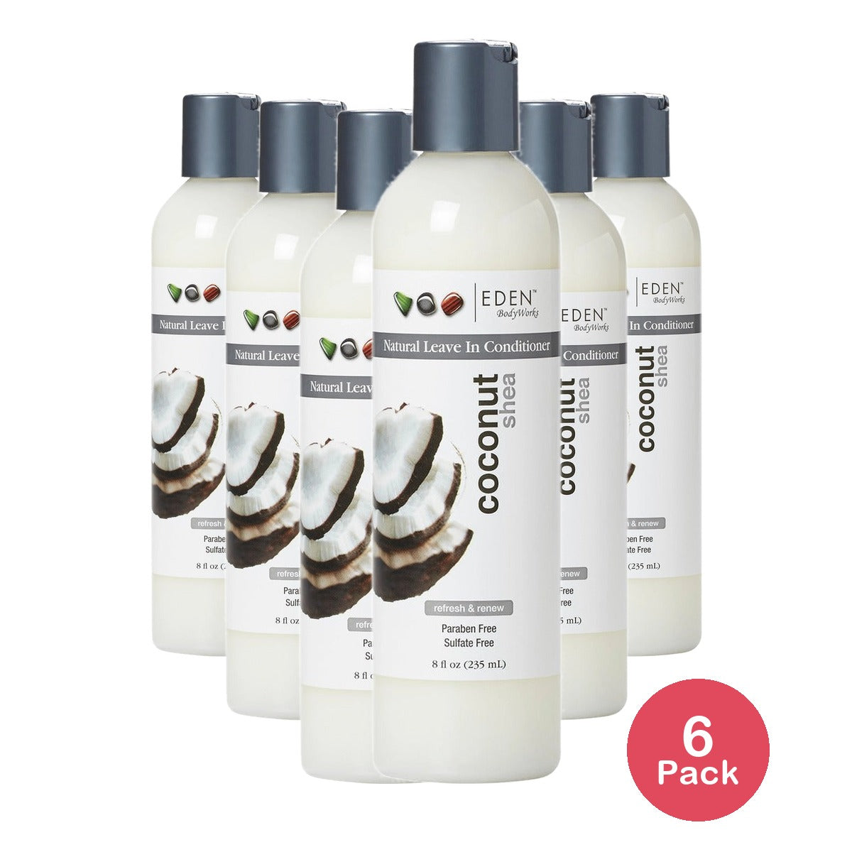 Eden BodyWorks Coconut Shea Leave-In Conditioner 8 Oz (Pack of 6)