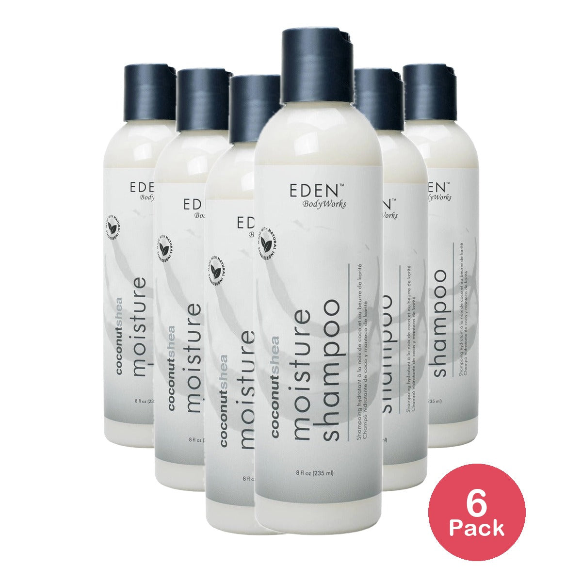 Eden BodyWorks Coconut Shea Moisture Shampoo 8 Oz (Pack of 6)