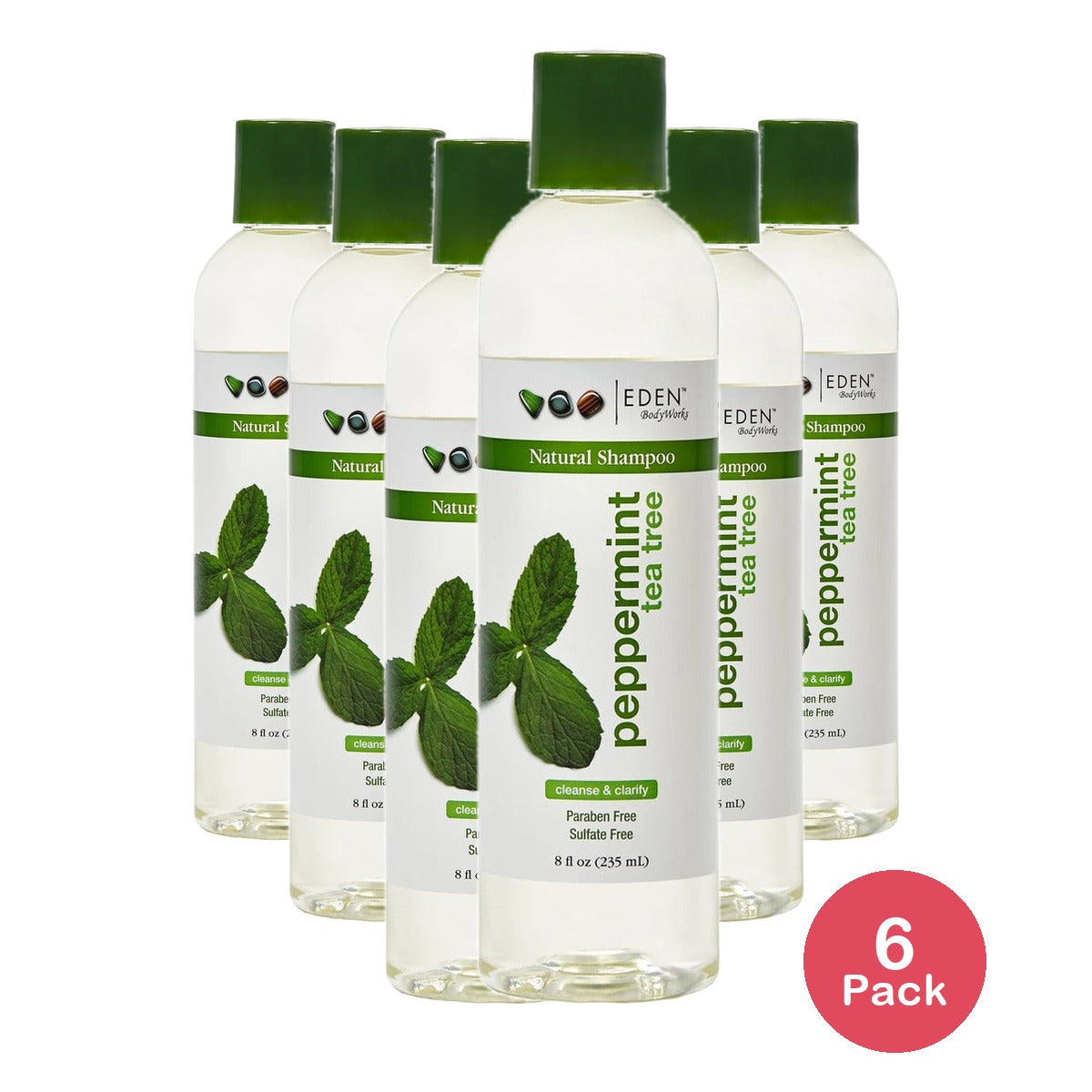 Eden BodyWorks Peppermint & Tea Tree Shampoo 8 Oz (Pack of 6)